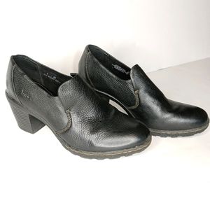 BOC Born Concept Black Leather Slip On Heel Loafer